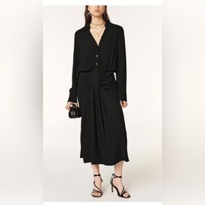 BA&SH Uria midi length dress medium $325 black